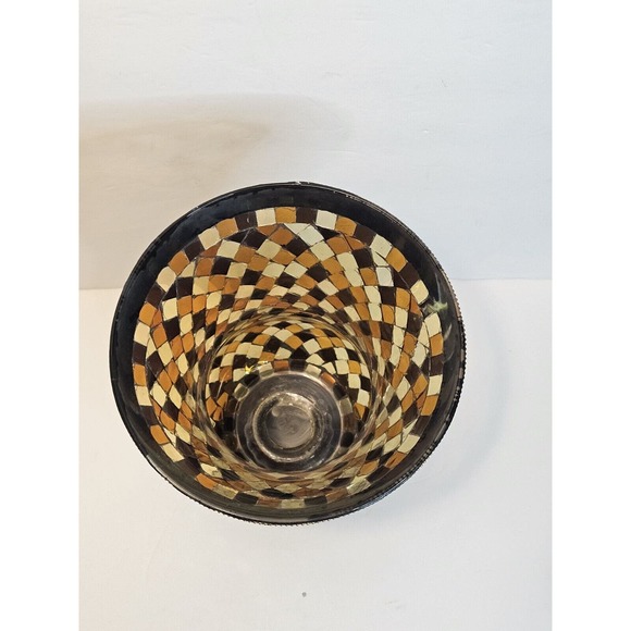 PartyLite Global Fusion Hurricane Amber Iridescent Glass Mosaic Tiles Mirrored - Picture 4 of 12